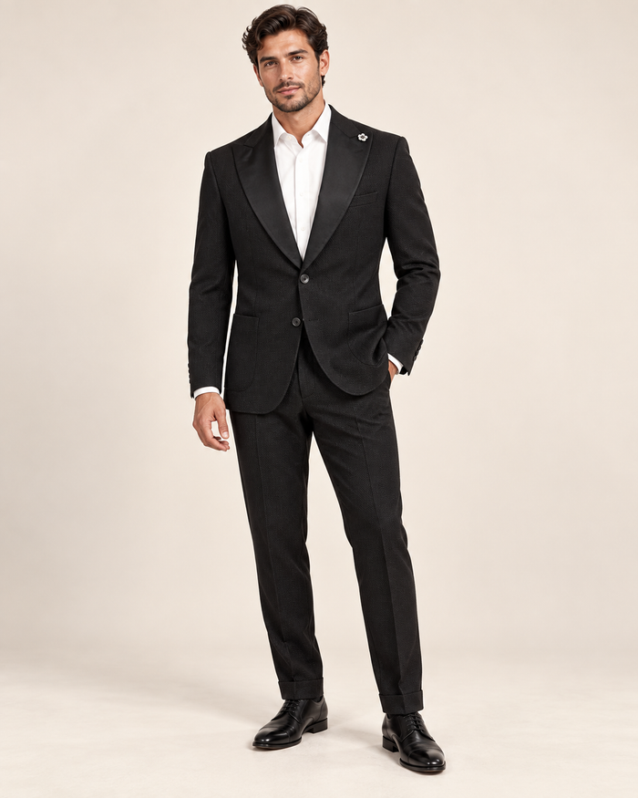 Grey-Brown Plaid Three-Piece Suit
