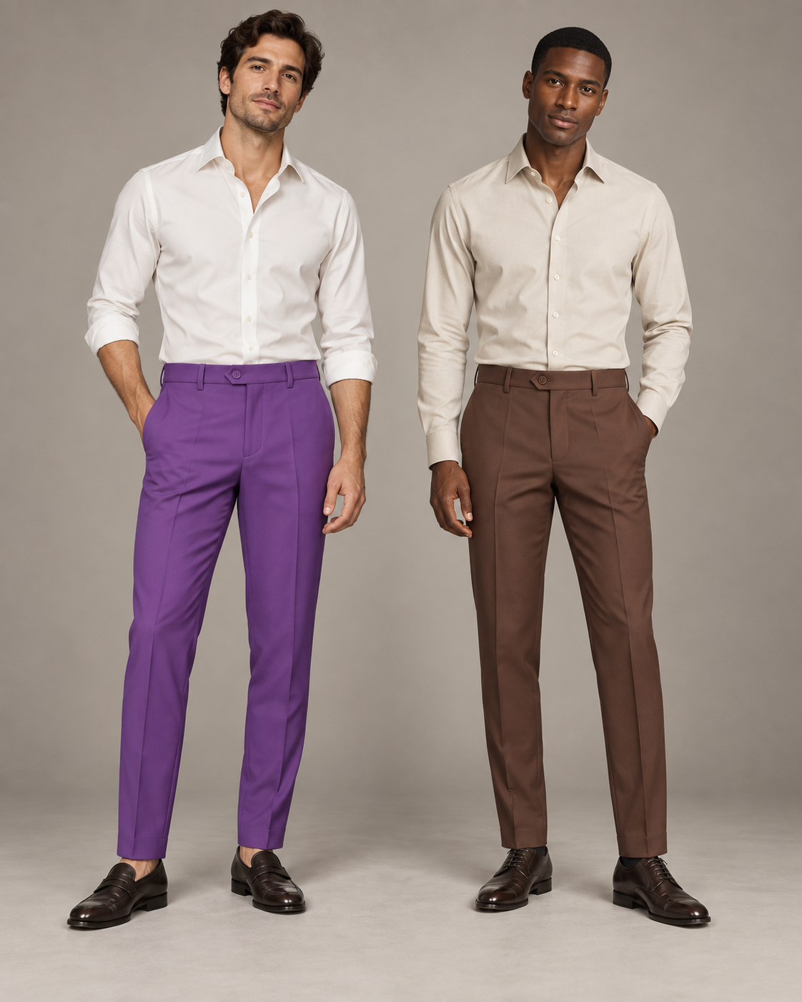 Men's Dress Pants Purple Brown