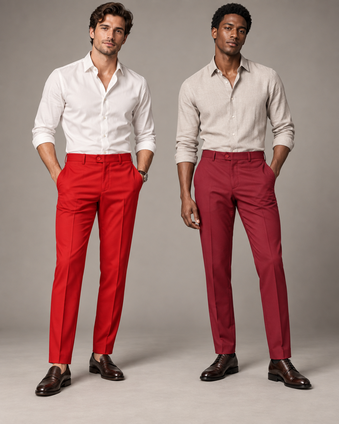 Men's Dress Pants Red White