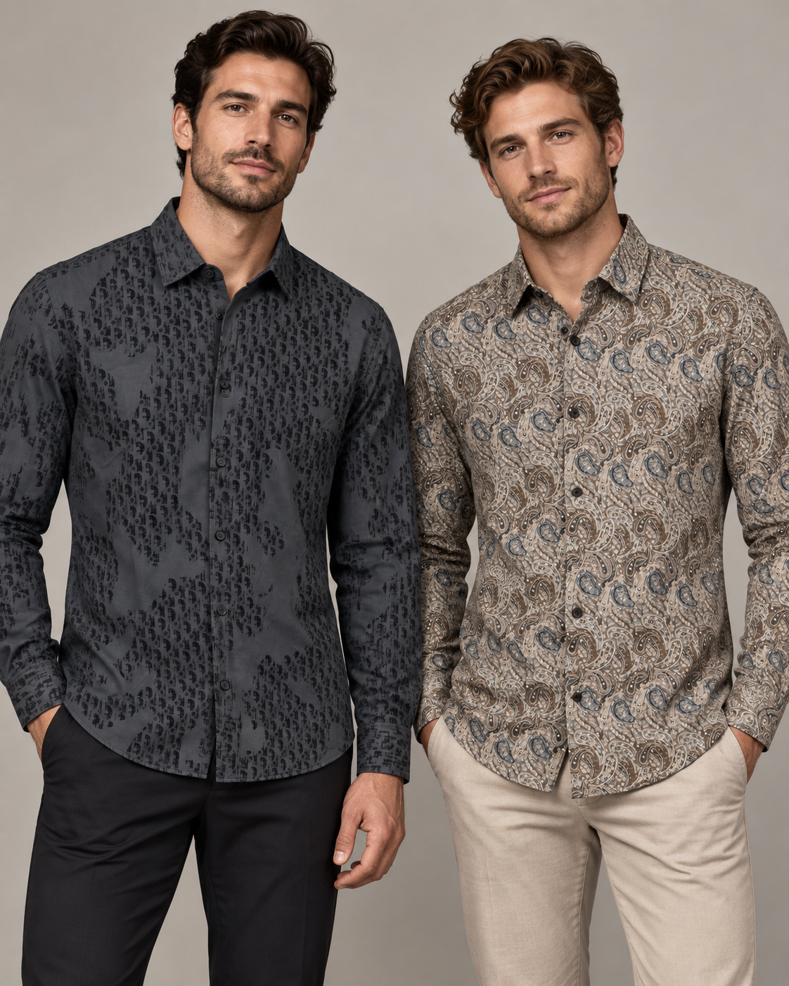 Charcoal Floral Dress Shirt
