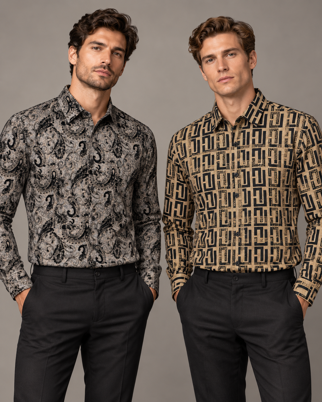 Dark Gold Ornate Dress Shirt