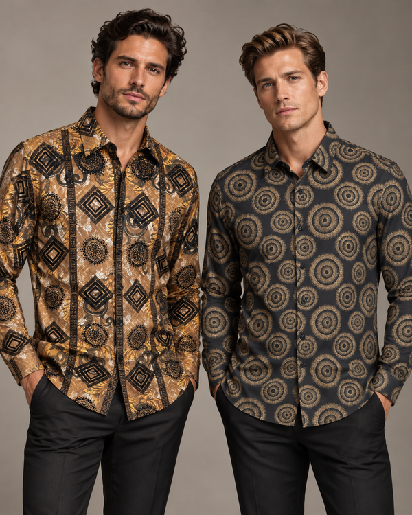 Gold & Black Baroque Dress Shirt