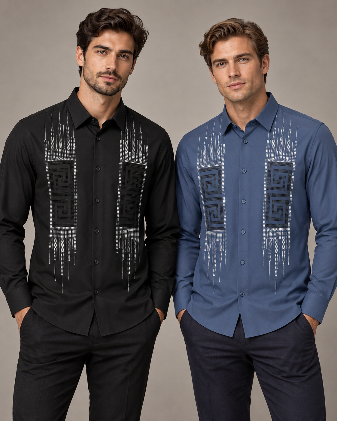 Black & Denim Blue Dress Shirt