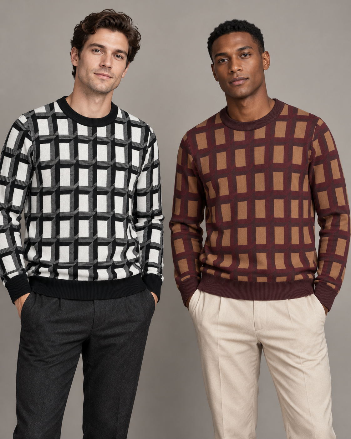 Black Geometric Knit Sweater