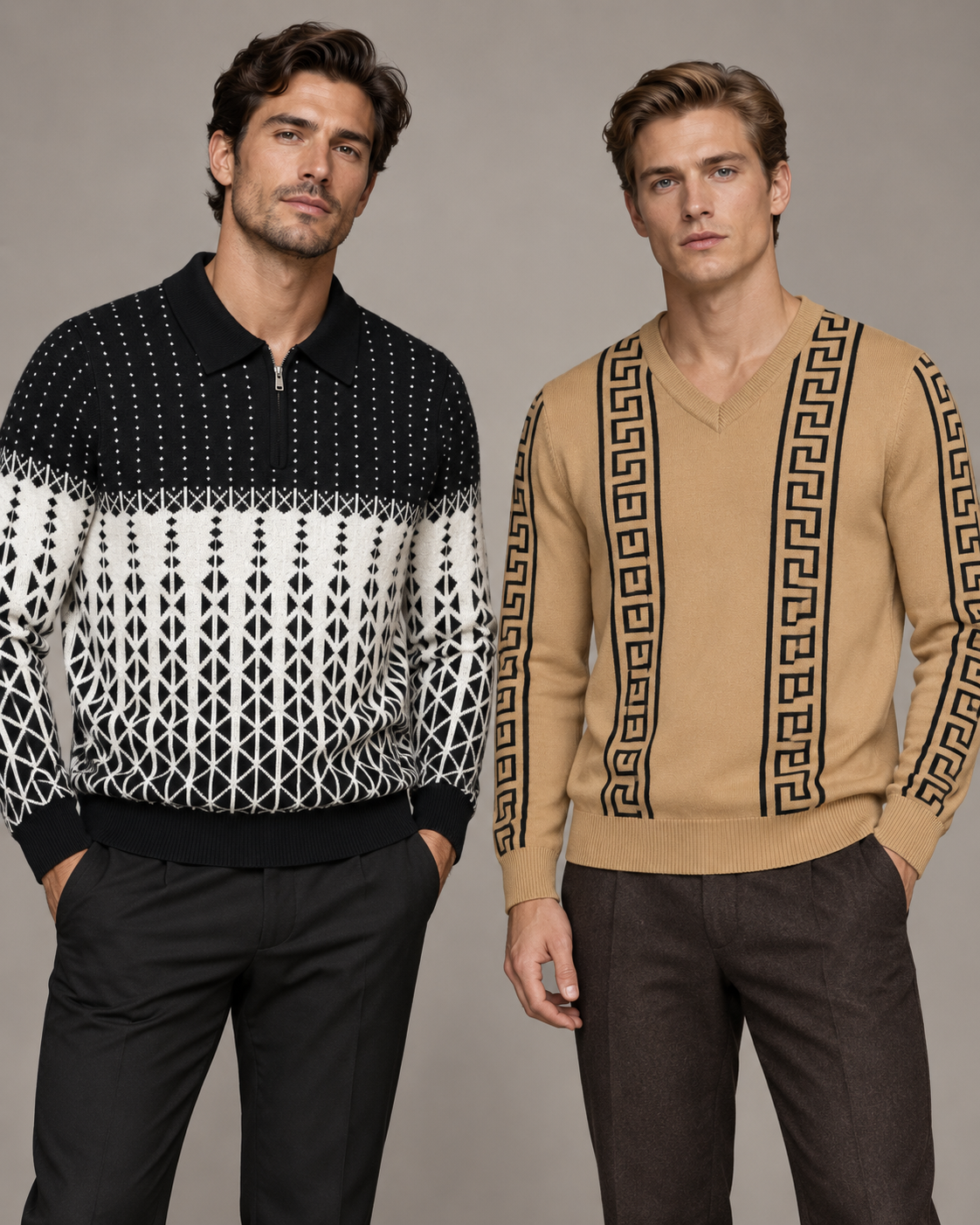 Black & Camel Two-Tone Sweater
