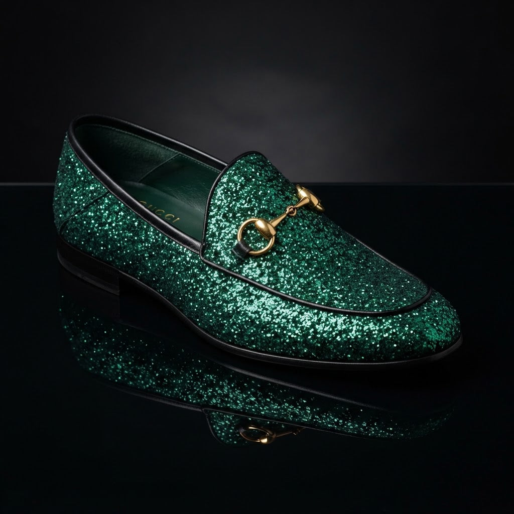 Bravo PROM-2 Glitter Horsebit Loafer — Sparkling Emerald Green Glitter