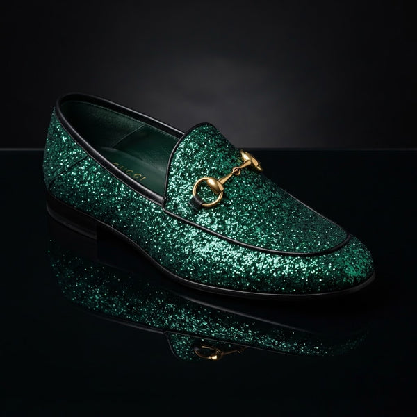 Bravo PROM-2 Glitter Horsebit Loafer — Sparkling Emerald Green Glitter