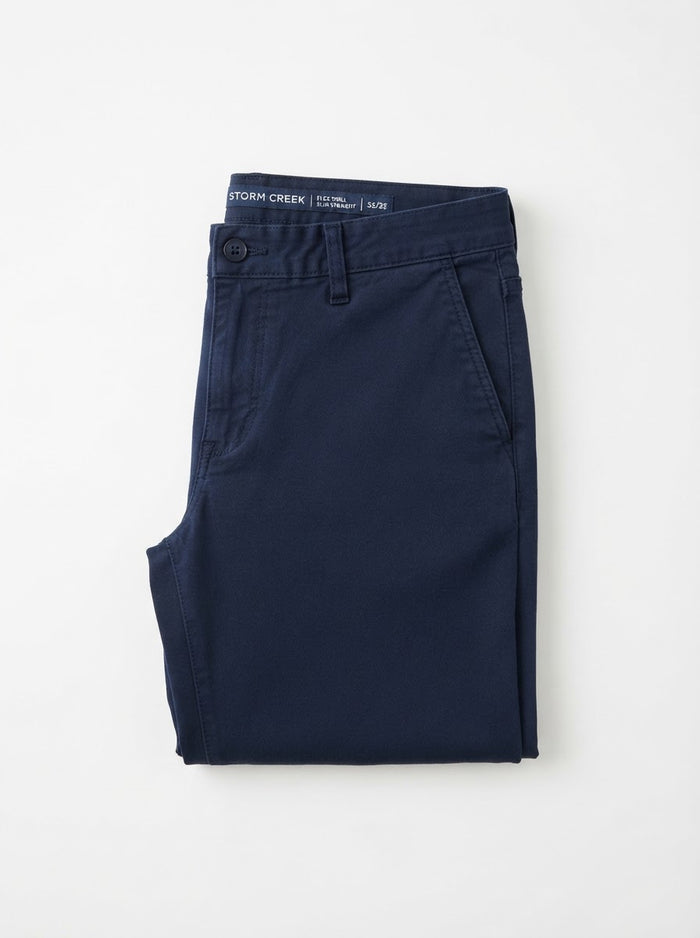 CP005 Casual Twill Slim Straight Flex Pants — Navy Twill