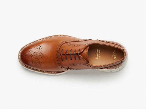 The Wolf Medallion Toe Lace Oxford — Peanut Tan w/ Fine Broguing & EVA Sole