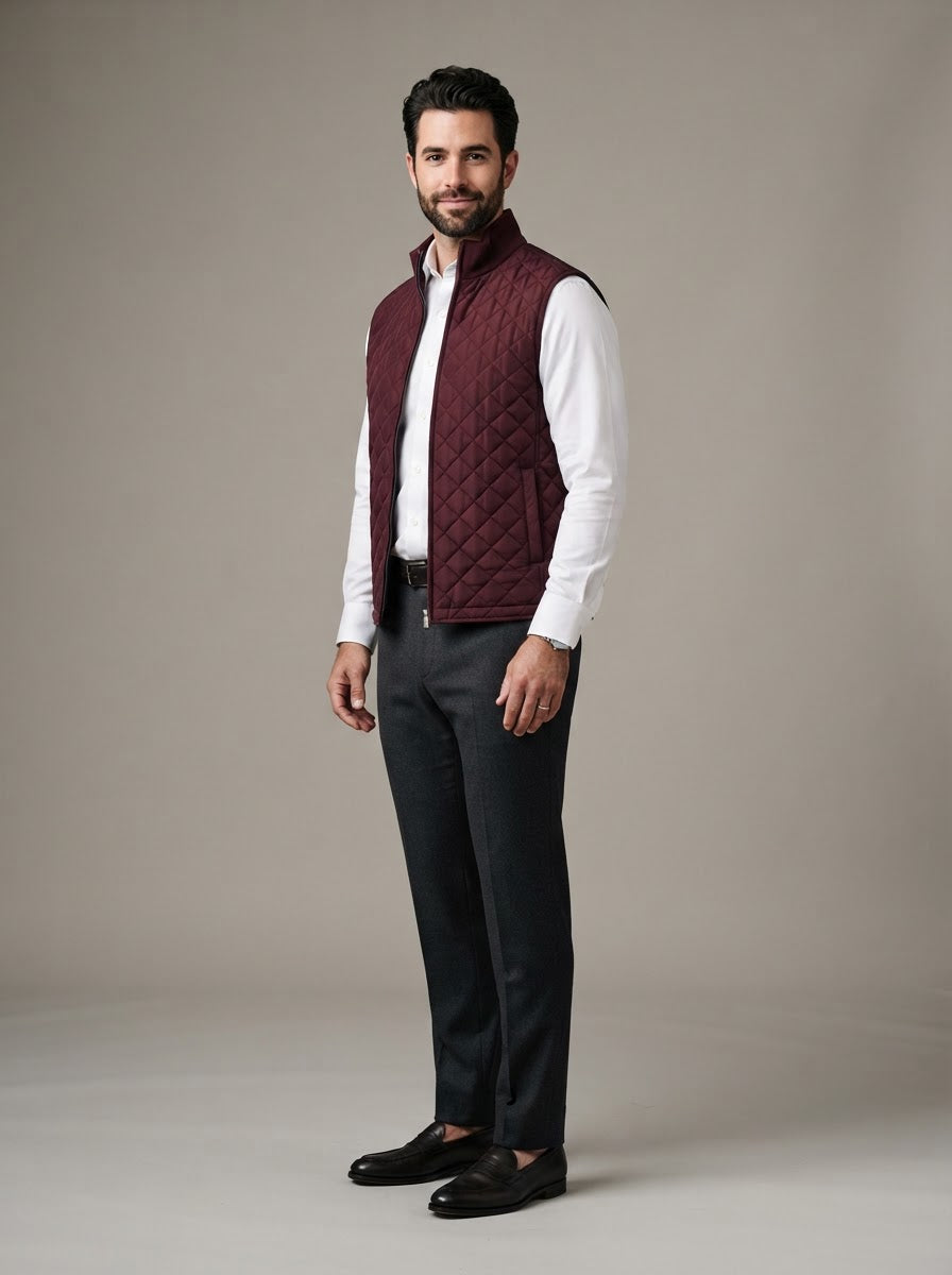 SWV4 Quilted Diamond Sweater Vest — Wine