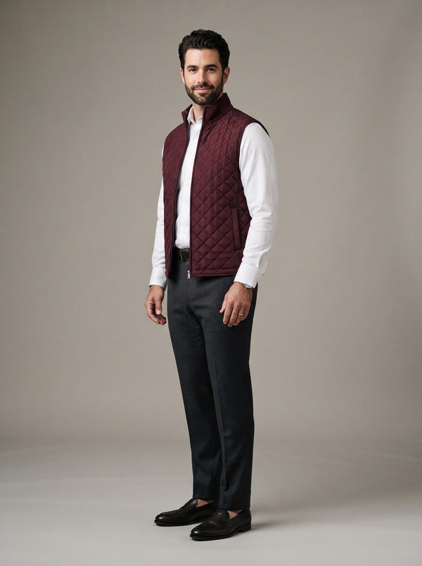 SWV4 Quilted Diamond Sweater Vest — Wine
