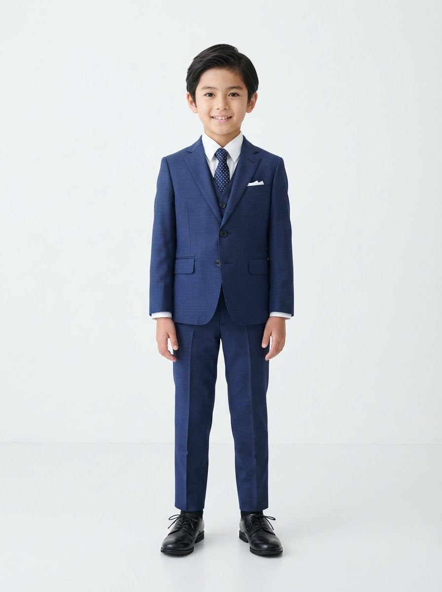 SB282 Boy Solid 5PC Suit Set — Indigo w/ Notch Lapel