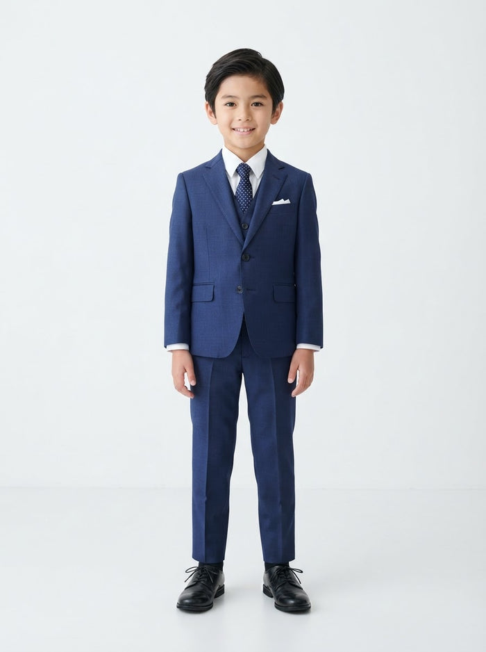 SB282 Boy Solid 5PC Suit Set — Indigo w/ Notch Lapel