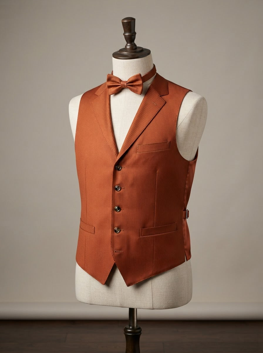 Paisley Microfiber Vest & Tie Set MV400 — Mandarin Orange Paisley