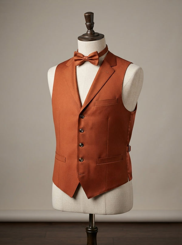 Paisley Microfiber Vest & Tie Set MV400 — Mandarin Orange Paisley