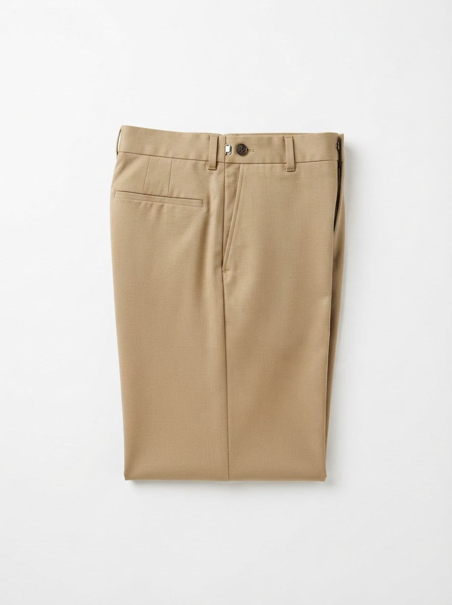 NPT Unpleated Regular Fit Dress Pants — Khaki Tan