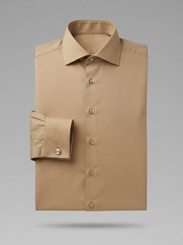 Leo Danieli LDC19-2 Earth Tone Stripe Shirt — Tan & Taupe Vertical Stripe