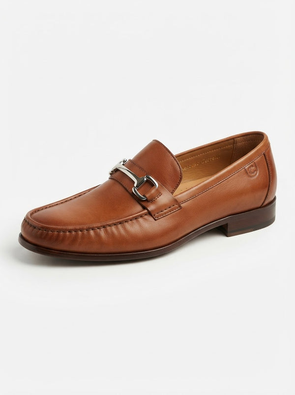Antonio Cerrelli 7001 Cap Toe Strap Slip-On — Rich Cognac Tan Leather w/ Saddle Strap Detail