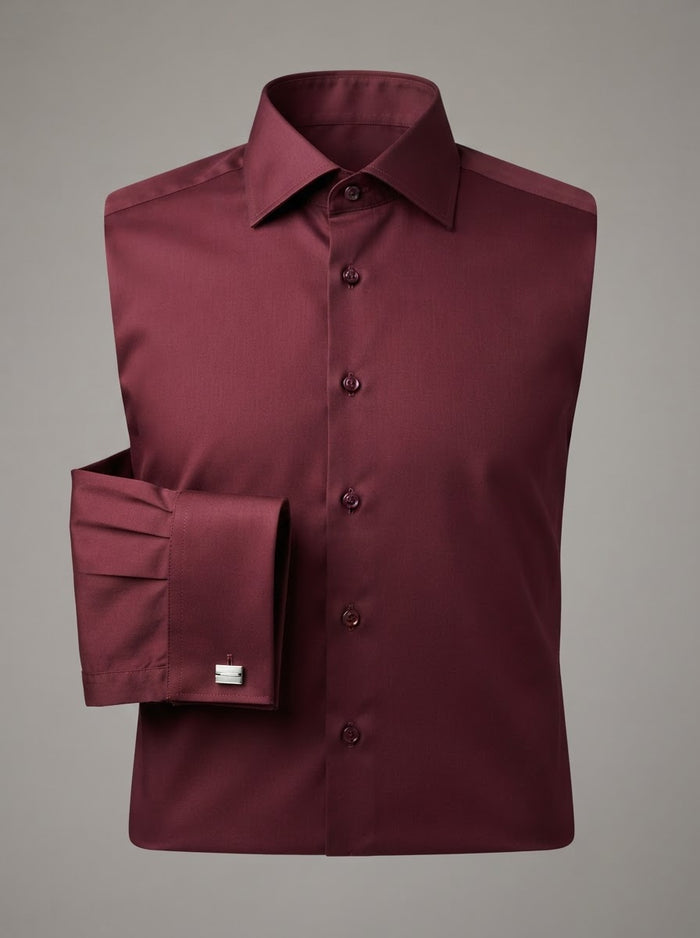 Leo Danieli LDC18 Medallion Print Shirt — Burgundy Wine & Navy Medallion Pattern