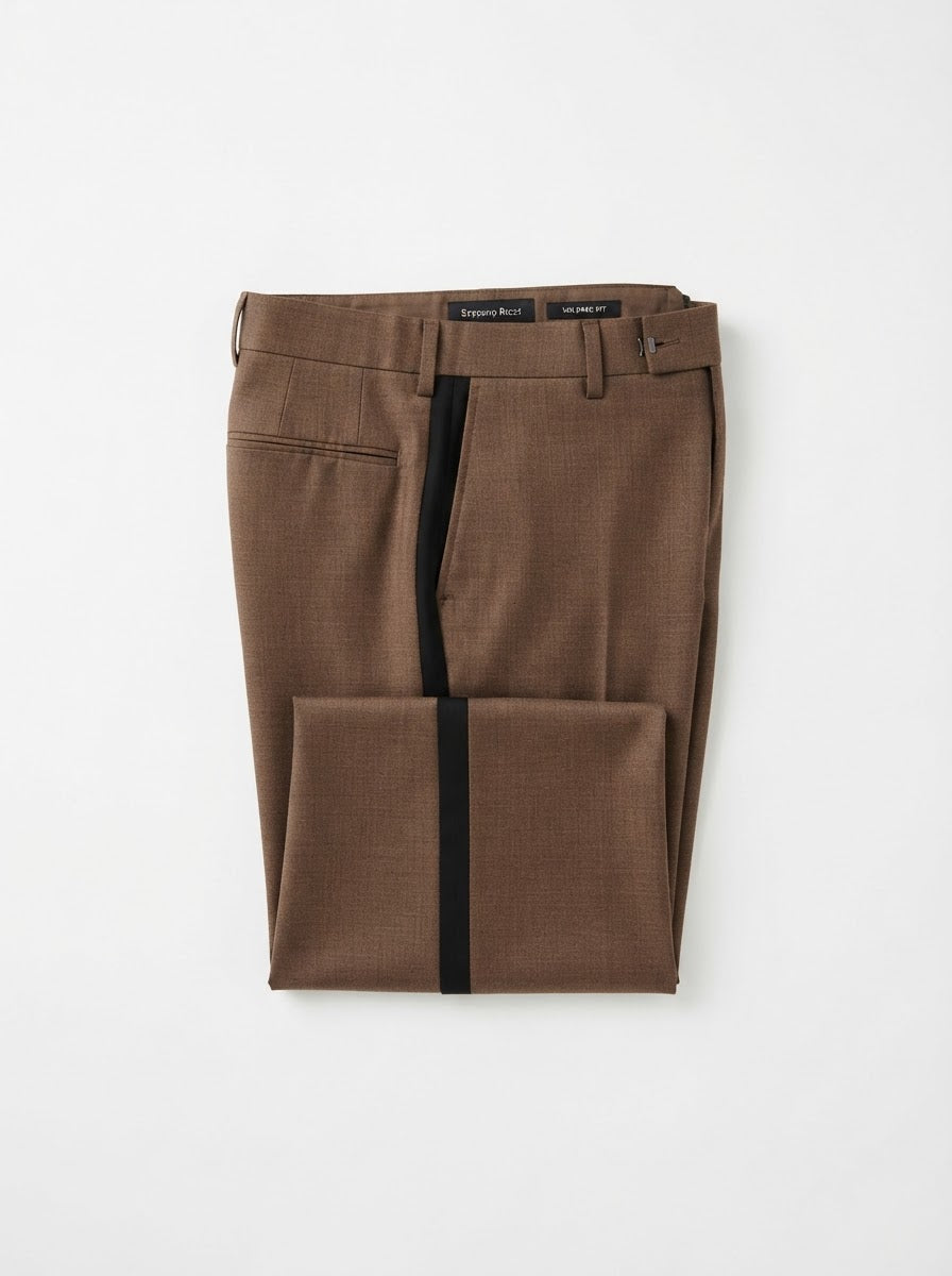 D3C Contrast Pocket Formal Dress Pants — Brown / Black Contrast