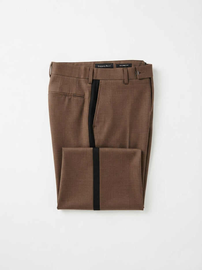 D3C Contrast Pocket Formal Dress Pants — Brown / Black Contrast