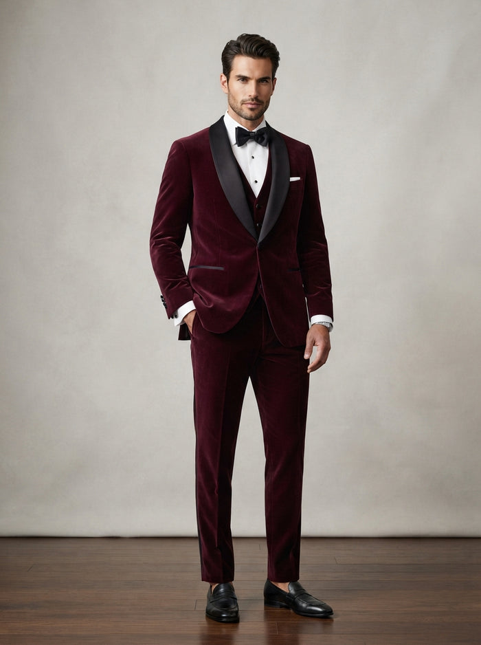 Imperial Double Breasted Suit — Eggplant Purple Super 200s Wool & Cashmere