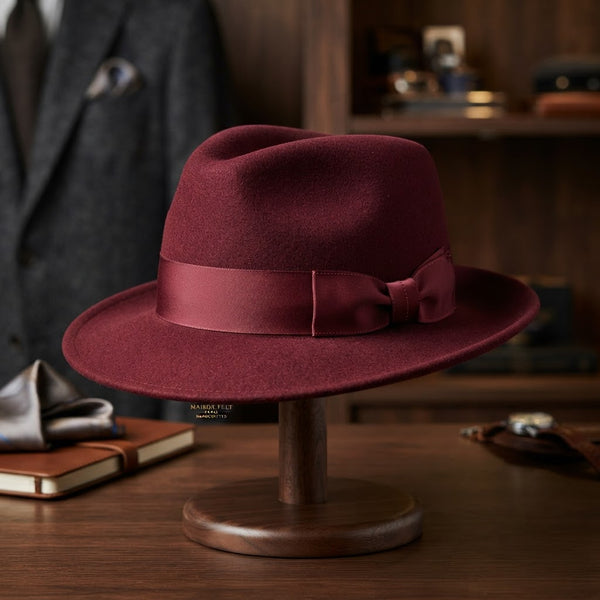 St. Patrick Classic Wool Felt Fedora — Deep Burgundy