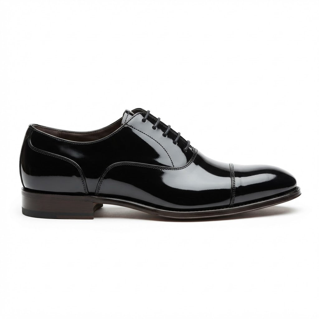 Vangelo TAB-1 Cap Toe Formal Lace — Black Patent Leather