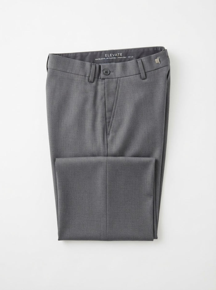 Plain Front 100% Polyester Dress Pants — Gray