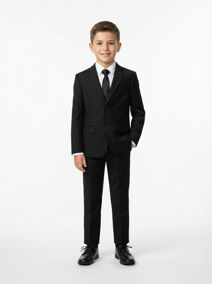 BJ346 Boy Suit Separates Jacket — Black w/ Notch Lapel