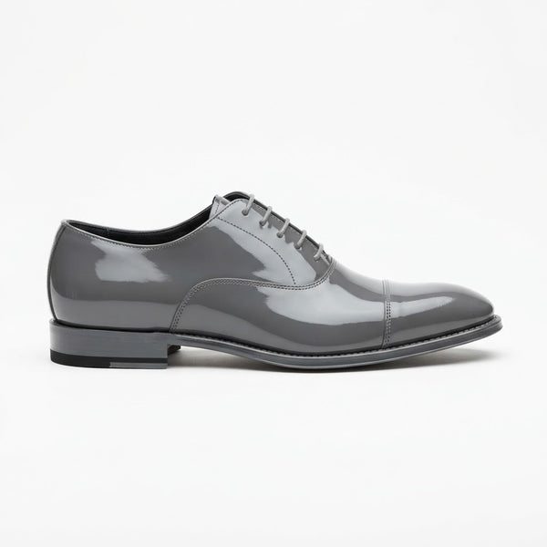 Vangelo TUX-1 Cap Toe Tuxedo Shoe — Grey Patent Leather
