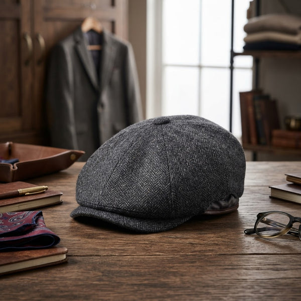 St. Patrick Ventair Pattern Classic Flat Cap — Charcoal