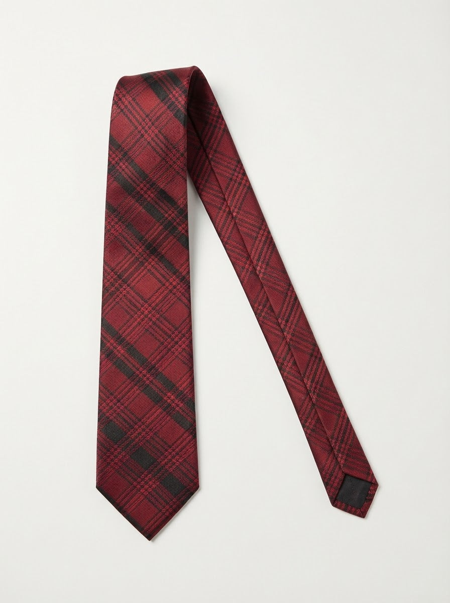 Microfiber Tie & Hanky Set MT228-1 — Red Geometric Weave