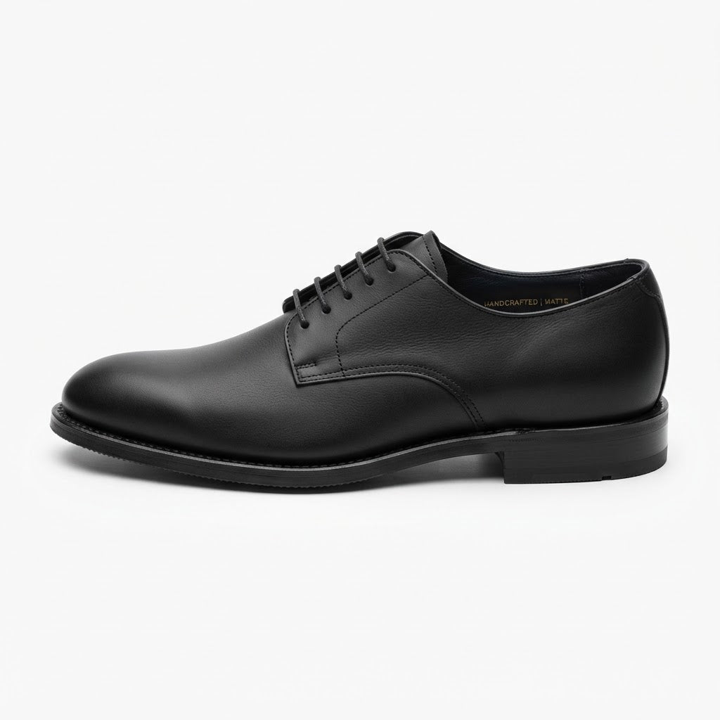 Bravo KING-7 Textured Formal Derby — Black Leather w/ Textured Quarter Panel