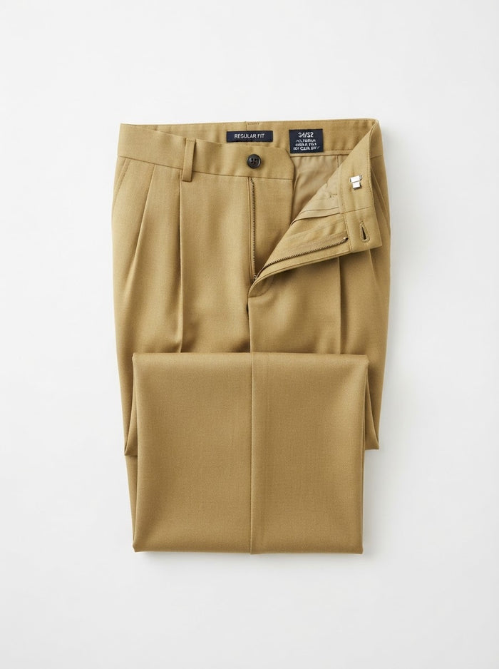 PT Double Pleated Regular Fit Dress Pants — Khaki Gold