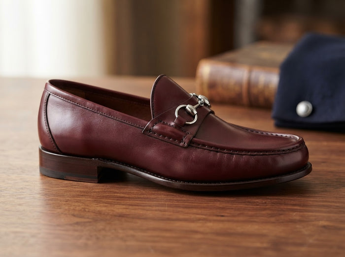 The Usher Moc Toe Bit Loafer — Burgundy Wine w/ Silver Horsebit