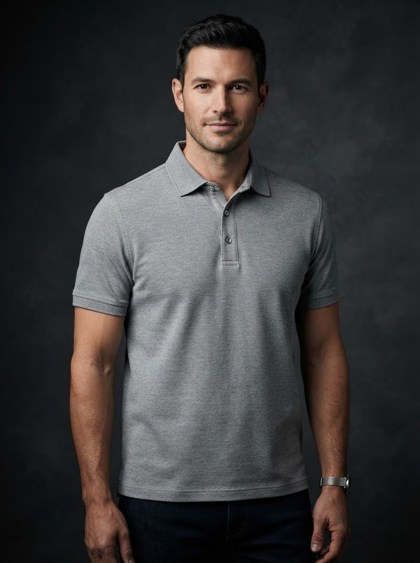 300MD Pique Modern Fit Polo Knit — Heather Grey