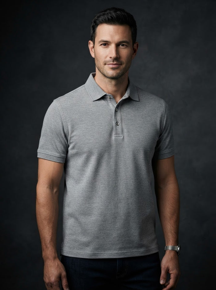 300MD Pique Modern Fit Polo Knit — Heather Grey