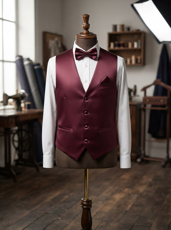 Paisley Microfiber Vest & Tie Set MV400 — Apple Red Paisley