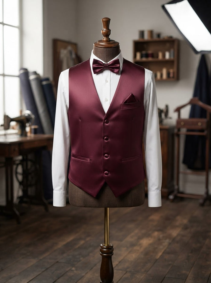 Paisley Microfiber Vest & Tie Set MV400 — Apple Red Paisley