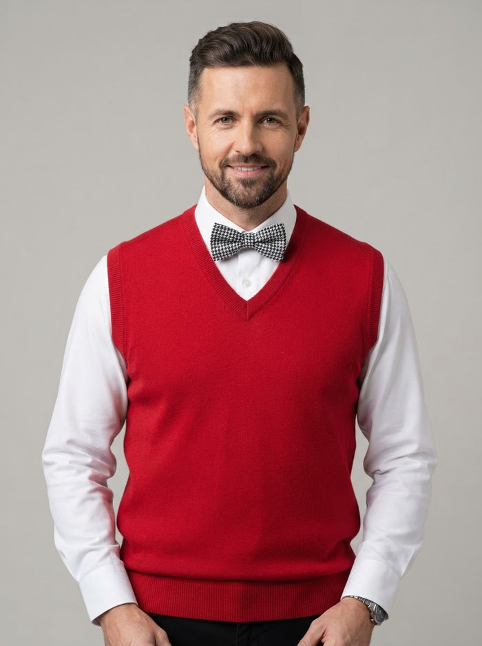 SWV5 Solid Sweater Vest w/ Bow Tie — Red
