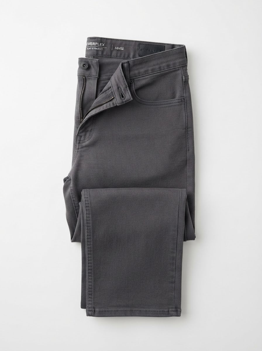CP005 Casual Twill Slim Straight Flex Pants — Charcoal Twill
