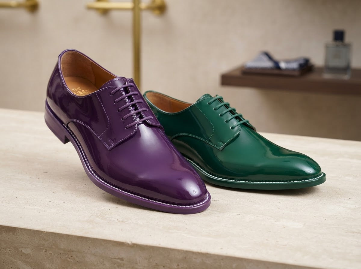 MASON Croco Plain Toe Lace — Royal Purple Croco Print & Smooth Leather
