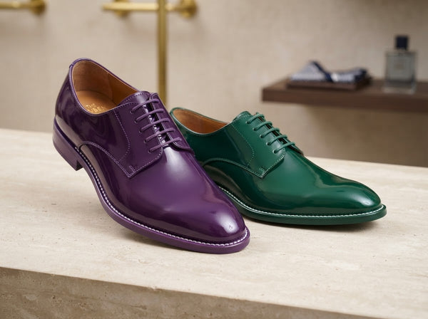 MASON Croco Plain Toe Lace — Royal Purple Croco Print & Smooth Leather