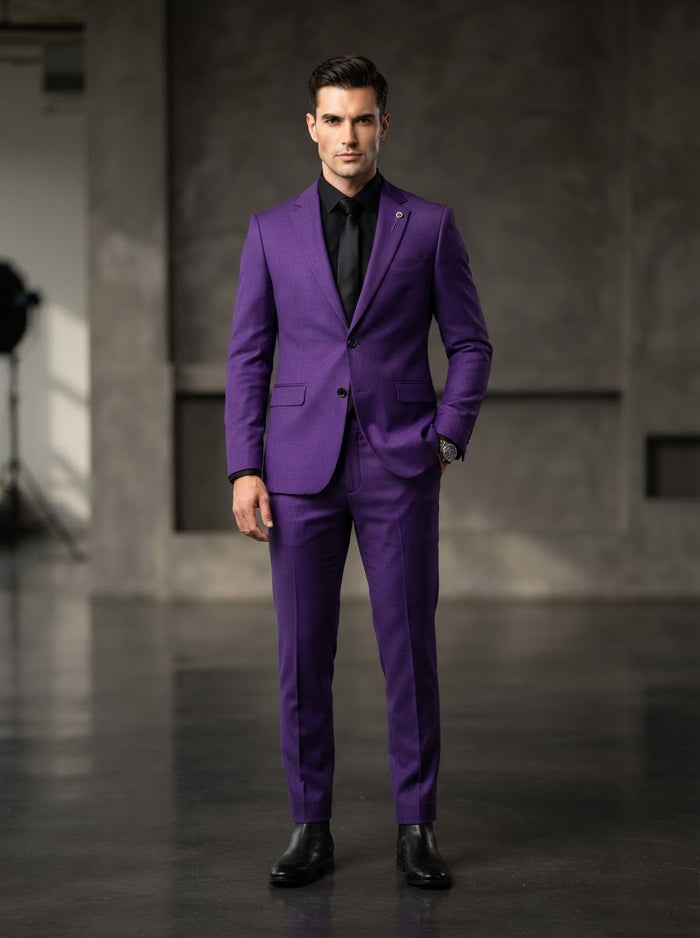 Couture 1910 Violet Stretch Slim Fit Suit — Violet