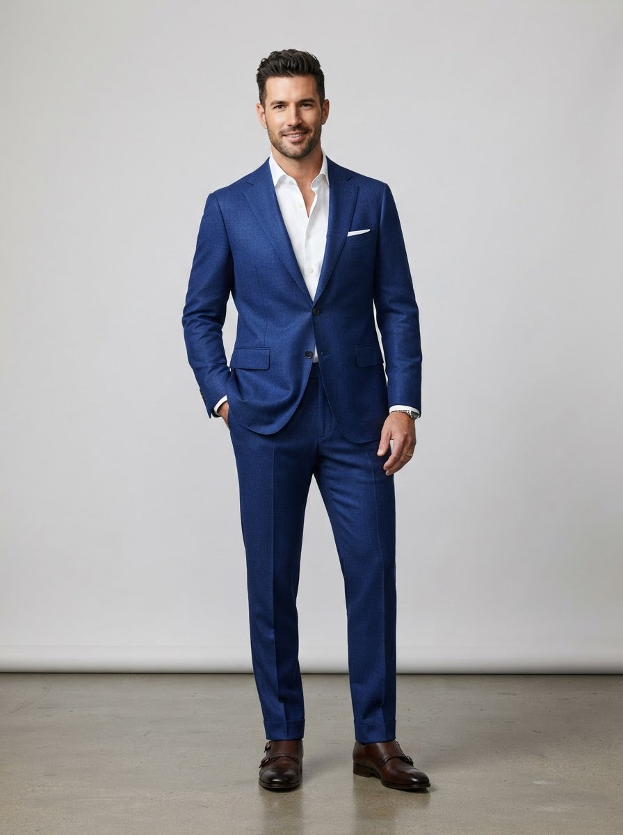 2LK-1 Executive Textured Suit — Royal Blue Wool-Feel